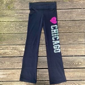SOLD - Victoria's Secret PINK Chicago Black with Sequin Flared Yoga Pants NWOT